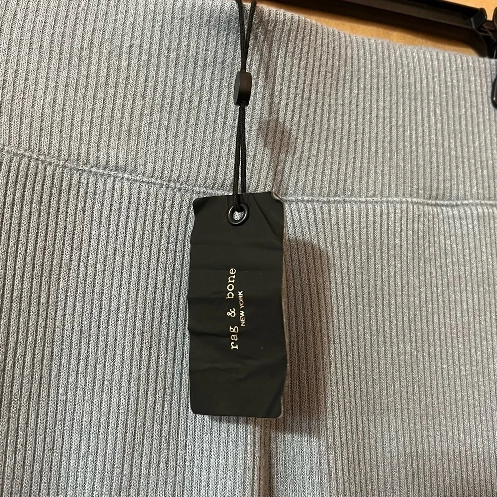 Rag & Bone | NWT The Knit Rib Bike Short Greyed Blue High Waisted Pull-On Size M